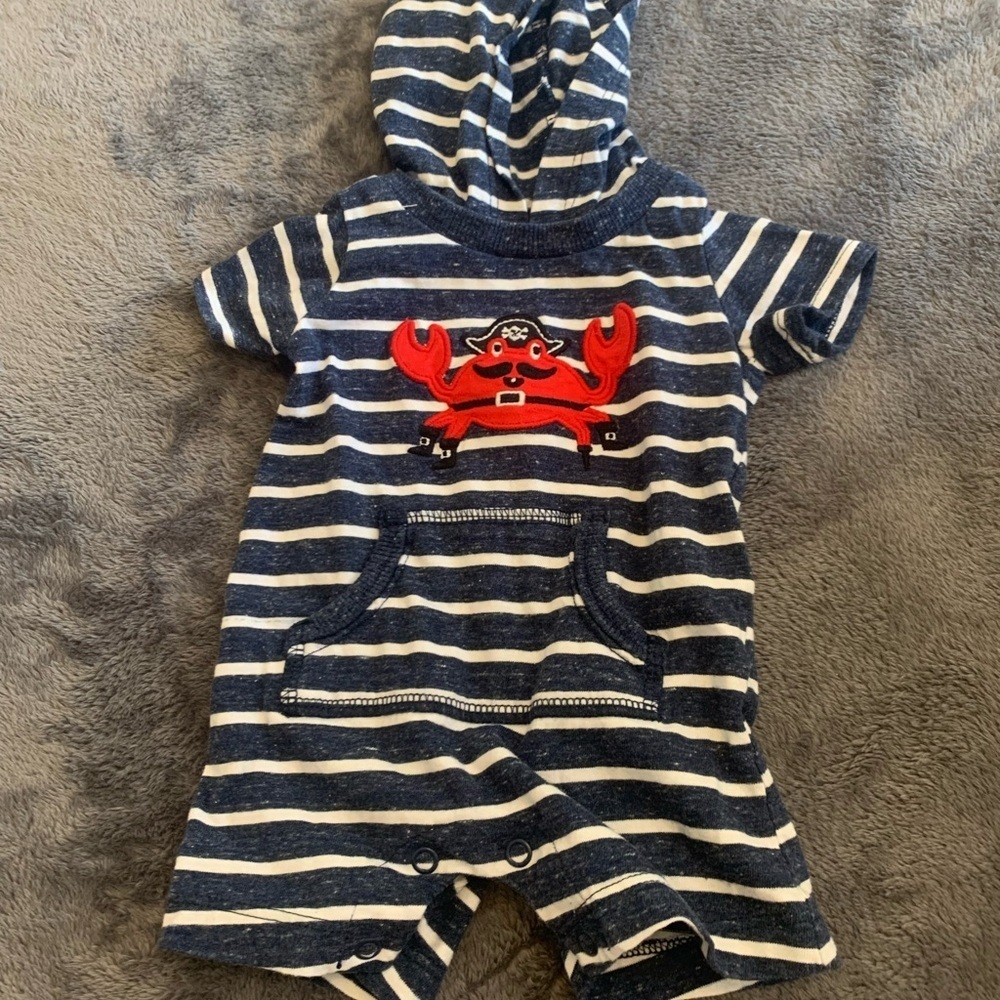 Carter's Navy and White Striped Newborn Romper - Picture 1 of 3